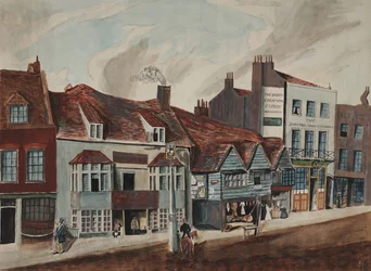 Uitzicht op Newington Butts, Southwark met de George Tavern en winkelpuien, ca. 1825